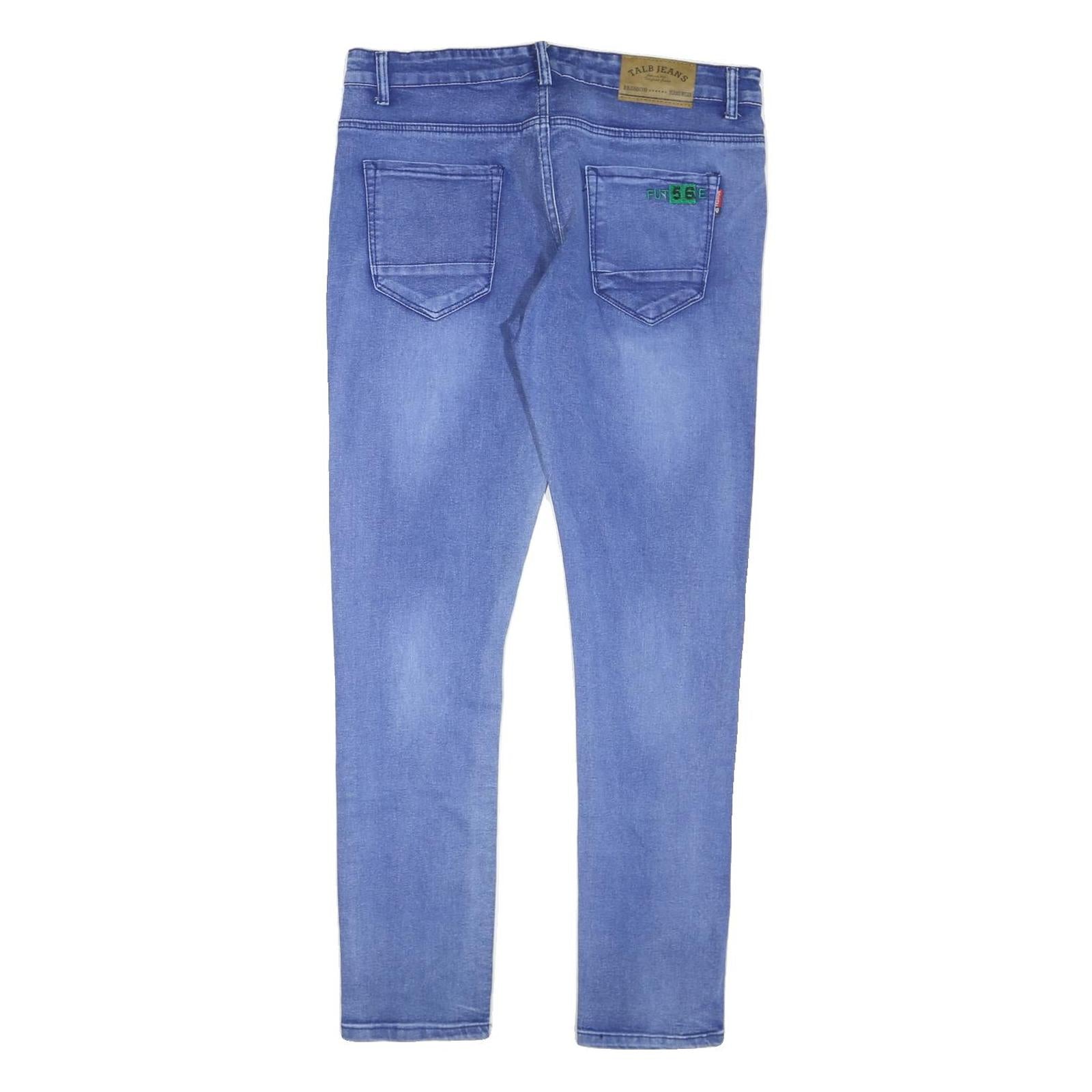 TALB JEANS Mens Blue Denim Regular Skinny Zip W36 L30 Lightweight Casual