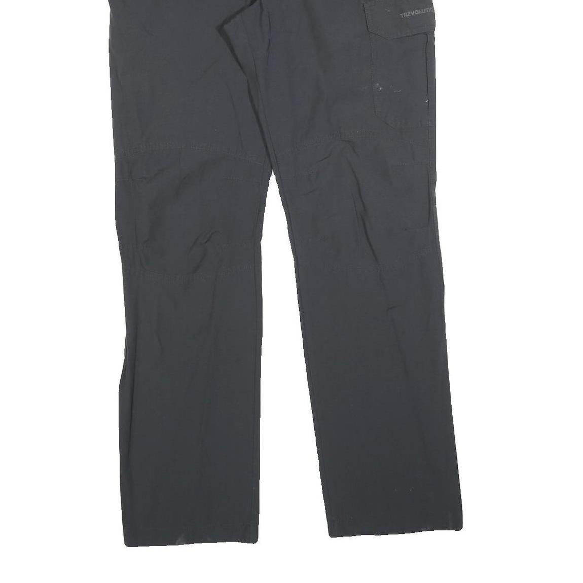 TREVOLUTION Mens Polyester Blend Black Regular Straight Trousers W30 L32