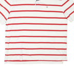 TOMMY HILFIGER Mens White & Red Striped Short Sleeve Polo Shirt 2XL Cotton Blend