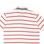 TOMMY HILFIGER Mens White & Red Striped Short Sleeve Polo Shirt 2XL Cotton Blend