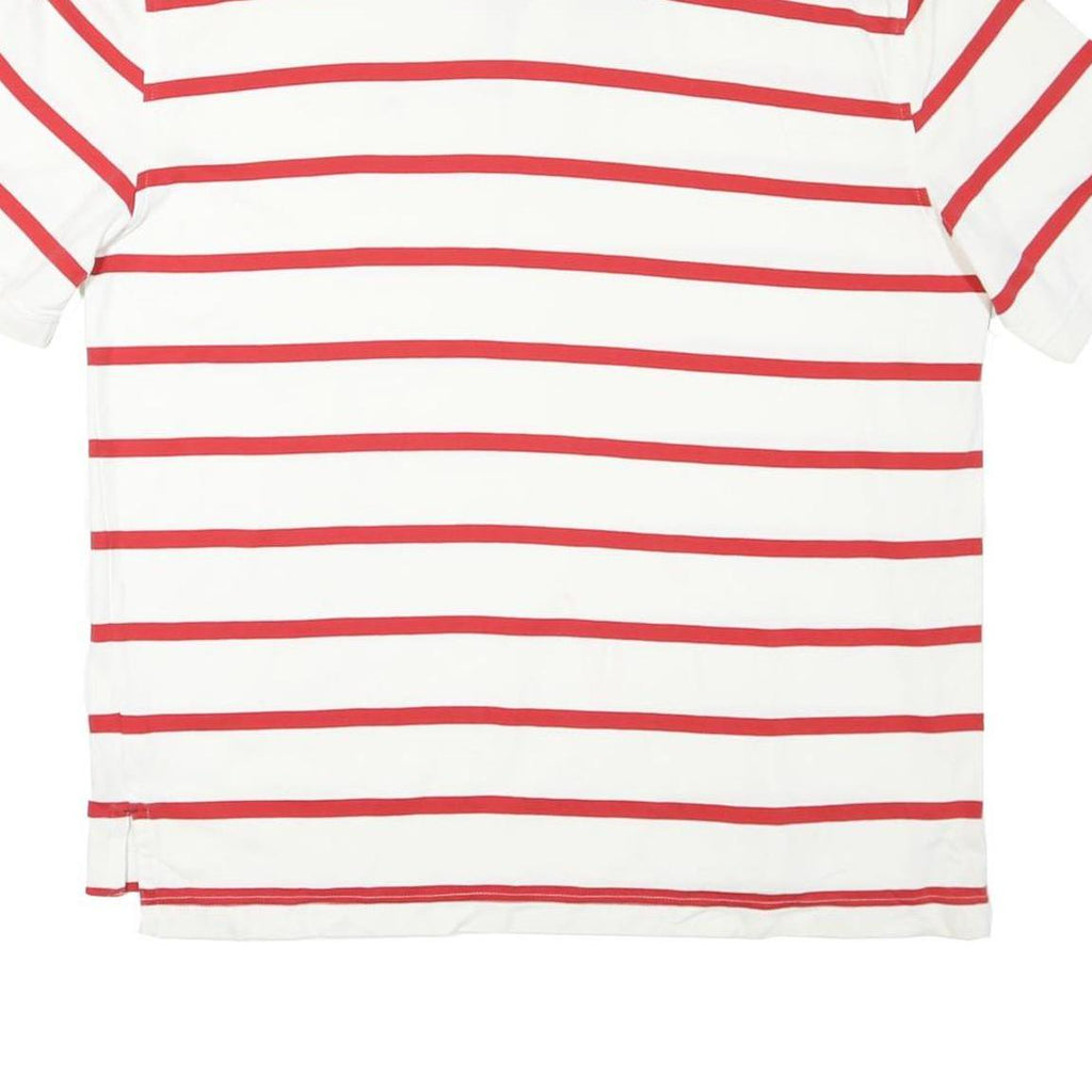 TOMMY HILFIGER Mens White & Red Striped Short Sleeve Polo Shirt 2XL Cotton Blend