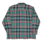 Mens Green Black Red Plaid Cotton Shirt XL Button Collar Casual Classic Style