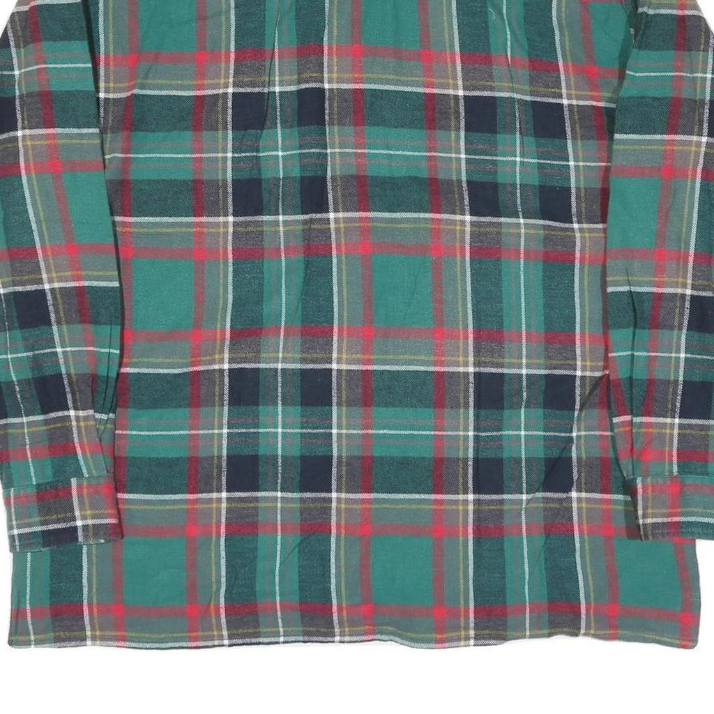 Mens Green Black Red Plaid Cotton Shirt XL Button Collar Casual Classic Style