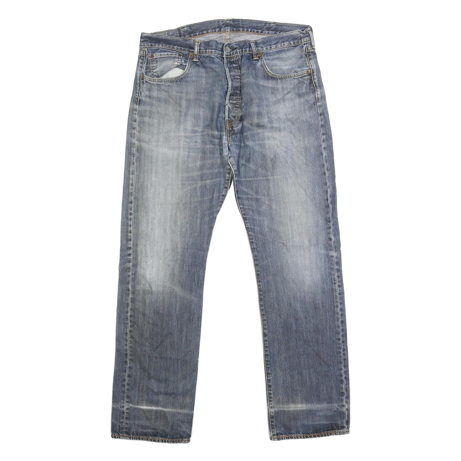 LEVI'S 501 Mens Jeans Blue Relaxed Straight Denim Medium W38 L33 Classic Fit