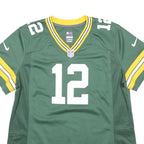 NIKE Womens Green & Yellow Rodgers Football Shirt XL Short Sleeve V-Neck NFL