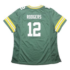 NIKE Womens Green & Yellow Rodgers Football Shirt XL Short Sleeve V-Neck NFL