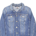 TOMMY JEANS Womens Blue Denim Jacket XXS Cotton Button Plain Lightweight