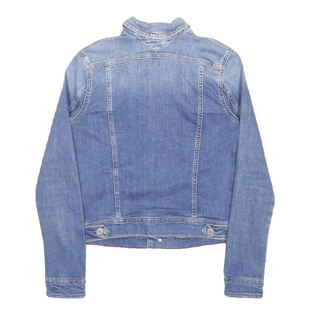 TOMMY JEANS Womens Blue Denim Jacket XXS Cotton Button Plain Lightweight