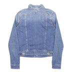 TOMMY JEANS Womens Blue Denim Jacket XXS Cotton Button Plain Lightweight