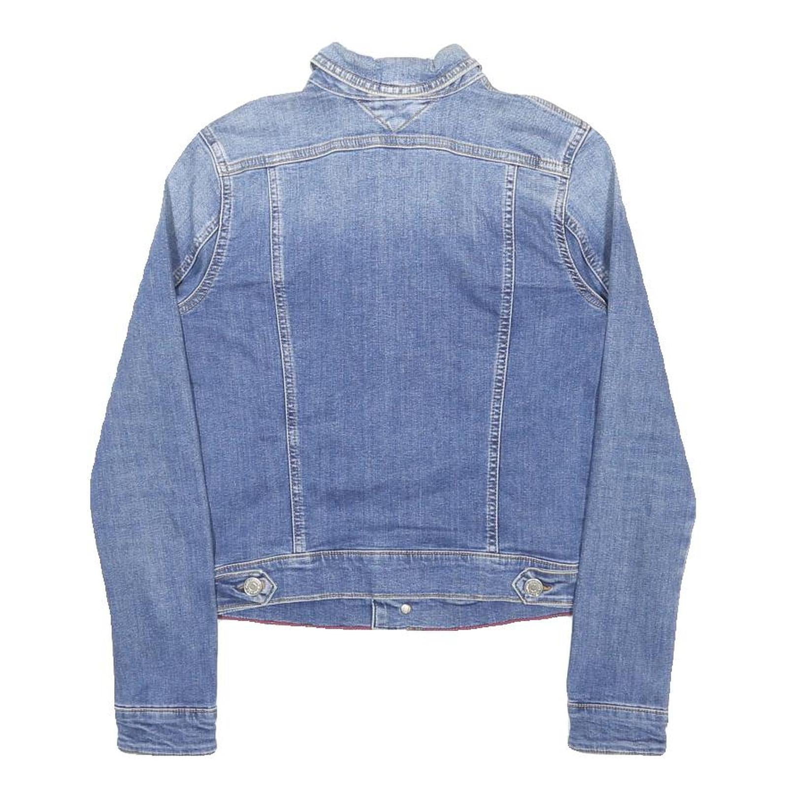 TOMMY JEANS Womens Blue Denim Jacket XXS Cotton Button Plain Lightweight