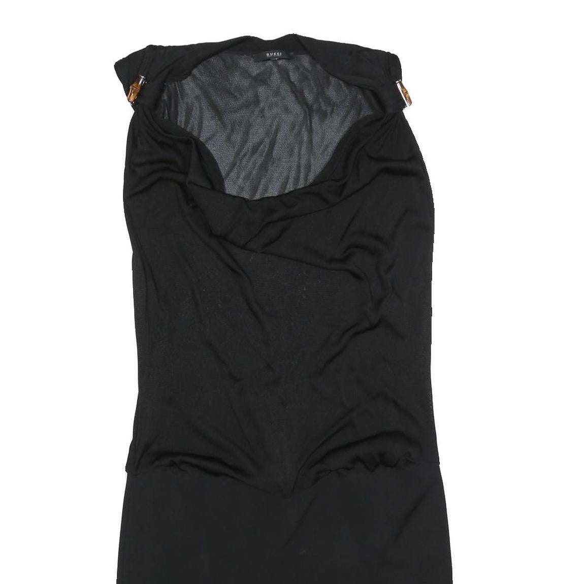 GUCCI Womens Black Day Cotton Blend Sleeveless Midi Dress M Elegant Fit