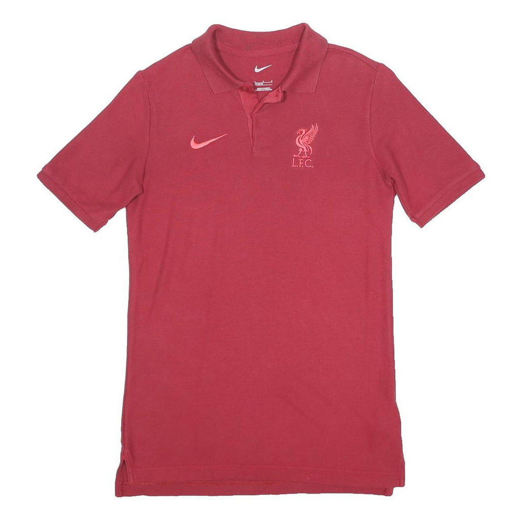 NIKE Boys Red Liverpool FC Short Sleeve Polo Shirt L Football Casual