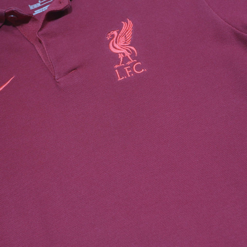 NIKE Boys Red Liverpool FC Short Sleeve Polo Shirt L Football Casual