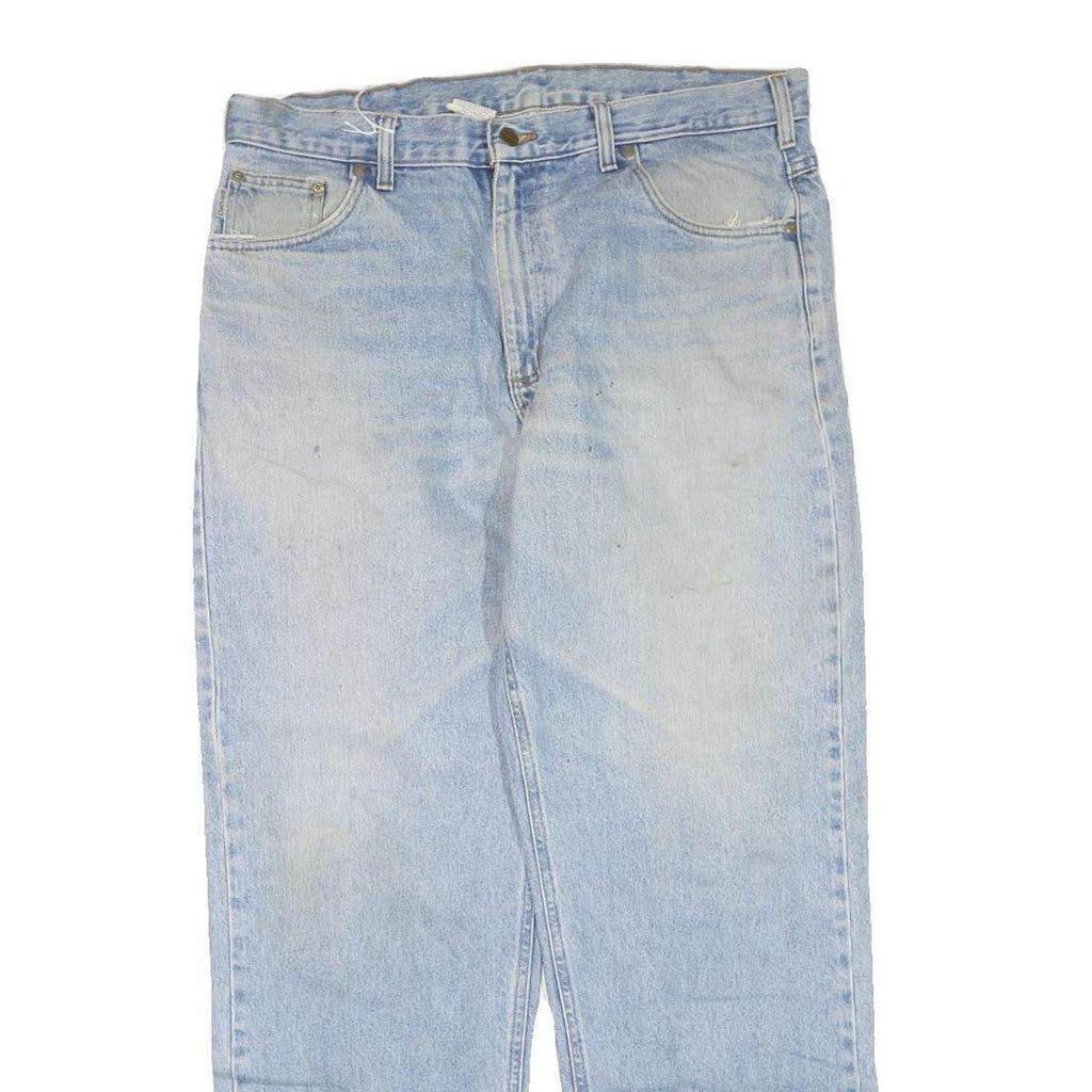 CARHARTT Mens Regular Fit Light Blue Denim Jeans W38 L32 Zip Cotton Blend Casual