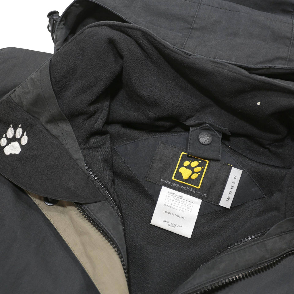 JACK WOLFSKIN Womens Black Outdoor Jacket UK 10 Polyester Blend Zip Hooded