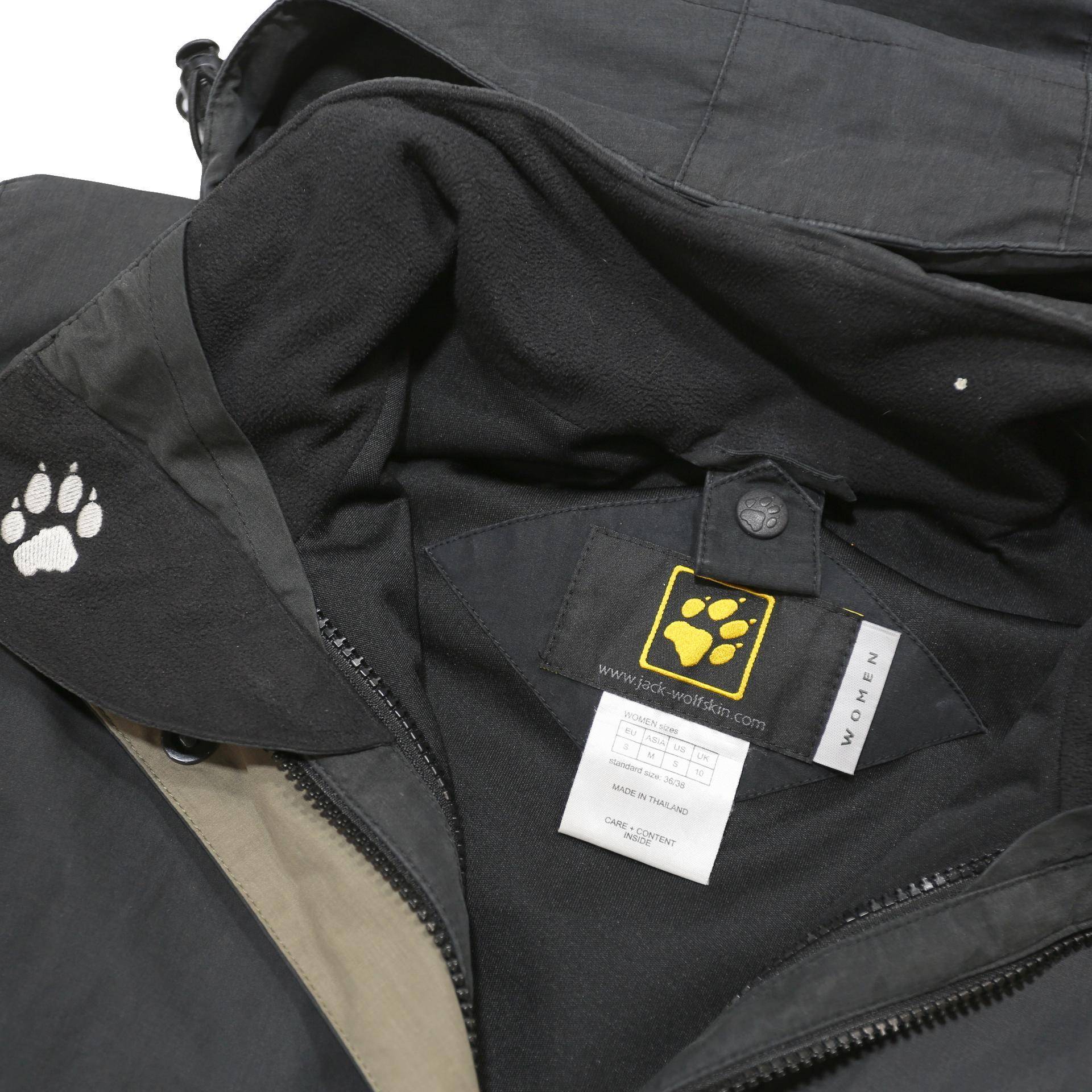 JACK WOLFSKIN Womens Black Outdoor Jacket UK 10 Polyester Blend Zip Hooded