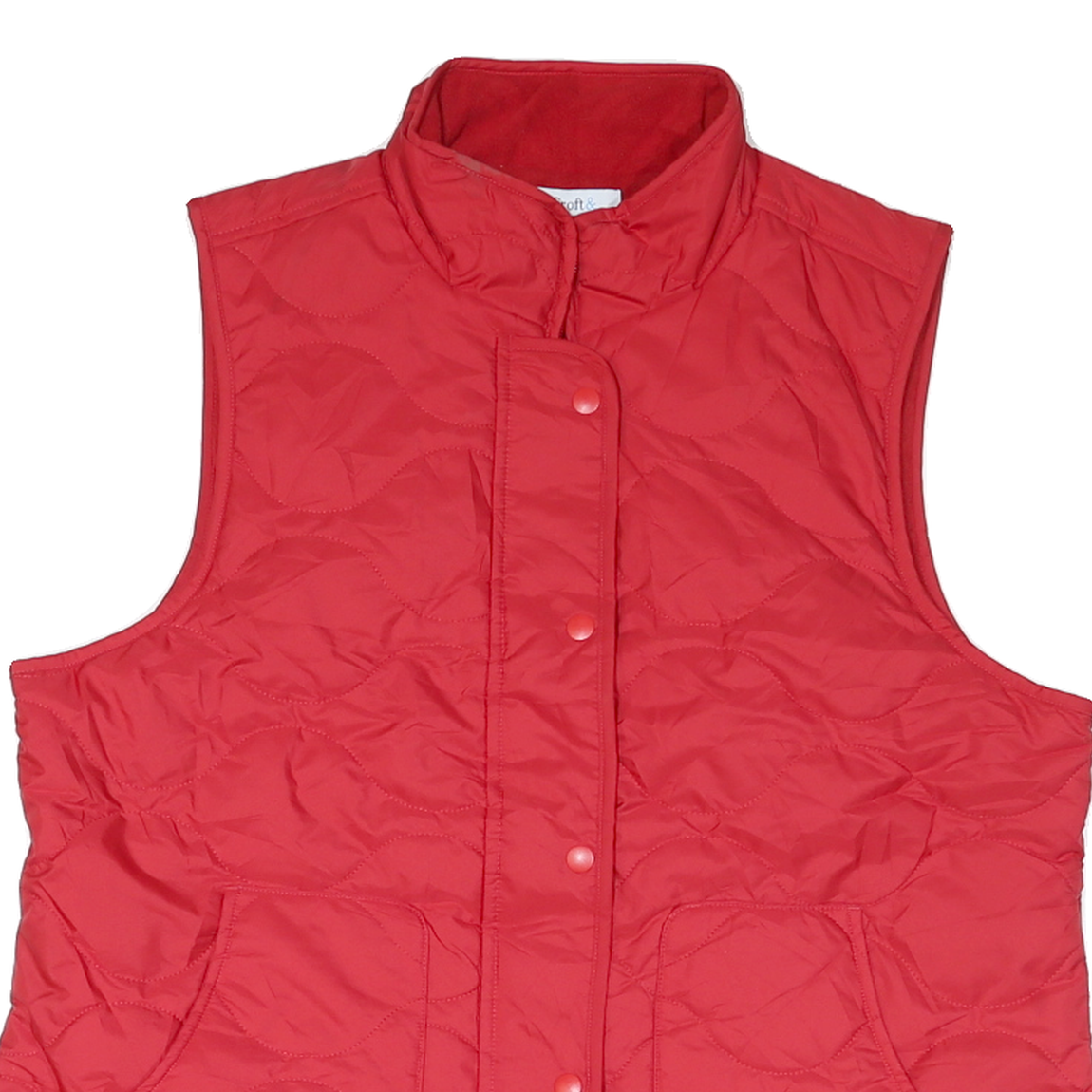 CROFT & BARROW Womens Red Quilted Gilet L Polyester Blend Zip Fastening Casual