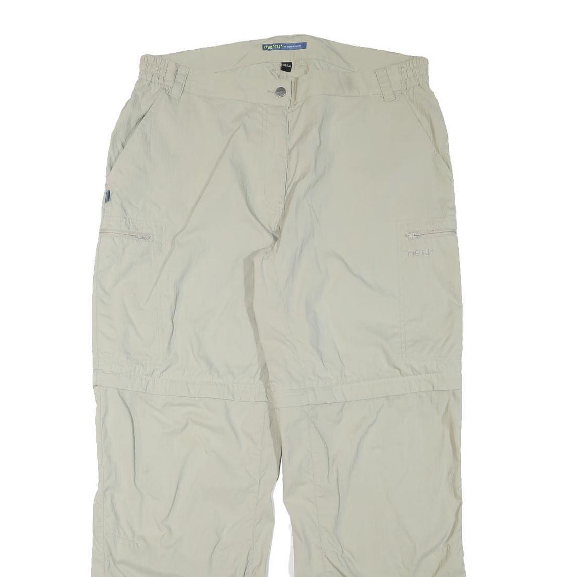 MERU Womens Polyester Blend Beige Relaxed Straight Trousers W34 L30 Outdoor