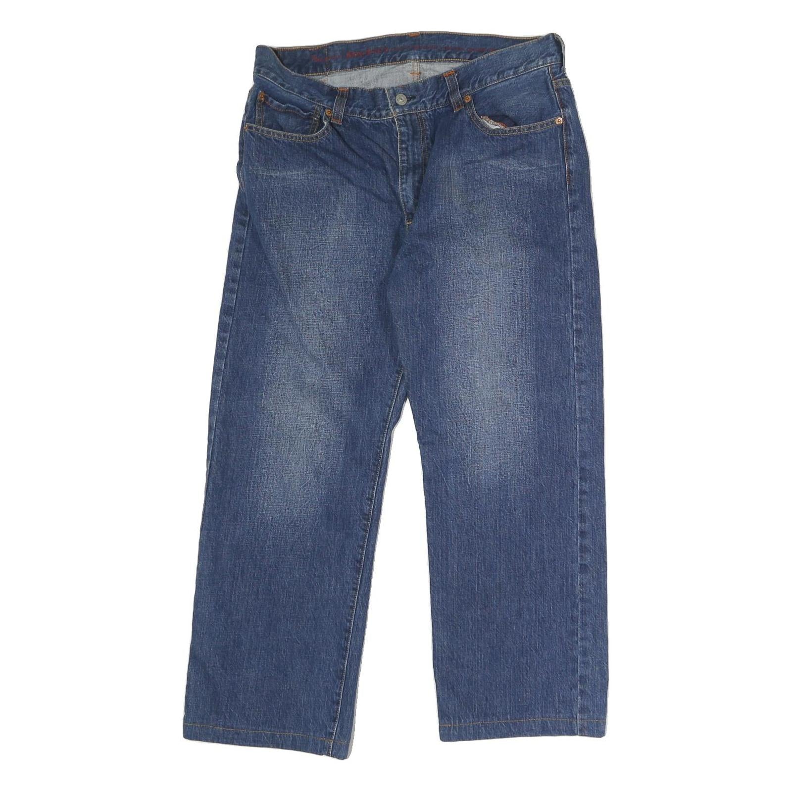 DICKIES Mens Regular Fit Blue Denim Jeans W35 L32 Classic Cotton Zip Pocket