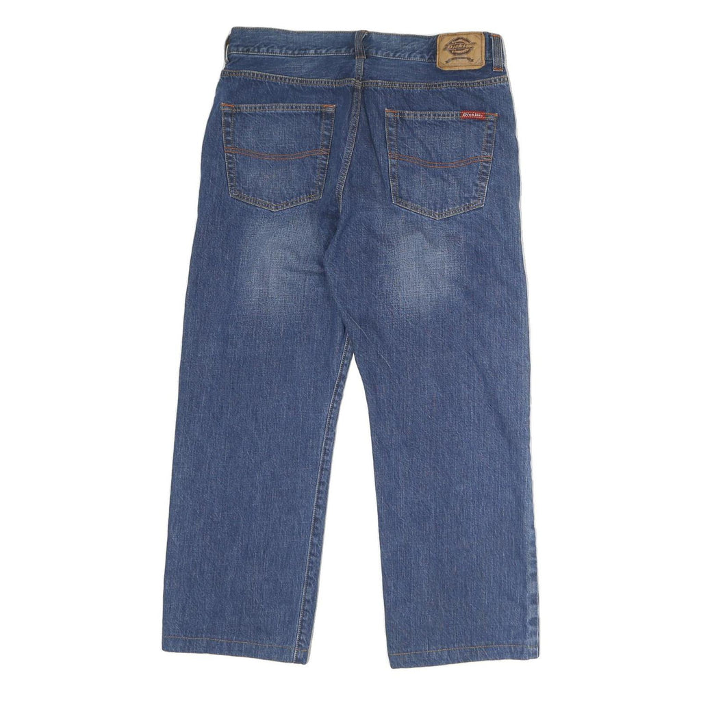 DICKIES Mens Regular Fit Blue Denim Jeans W35 L32 Classic Cotton Zip Pocket