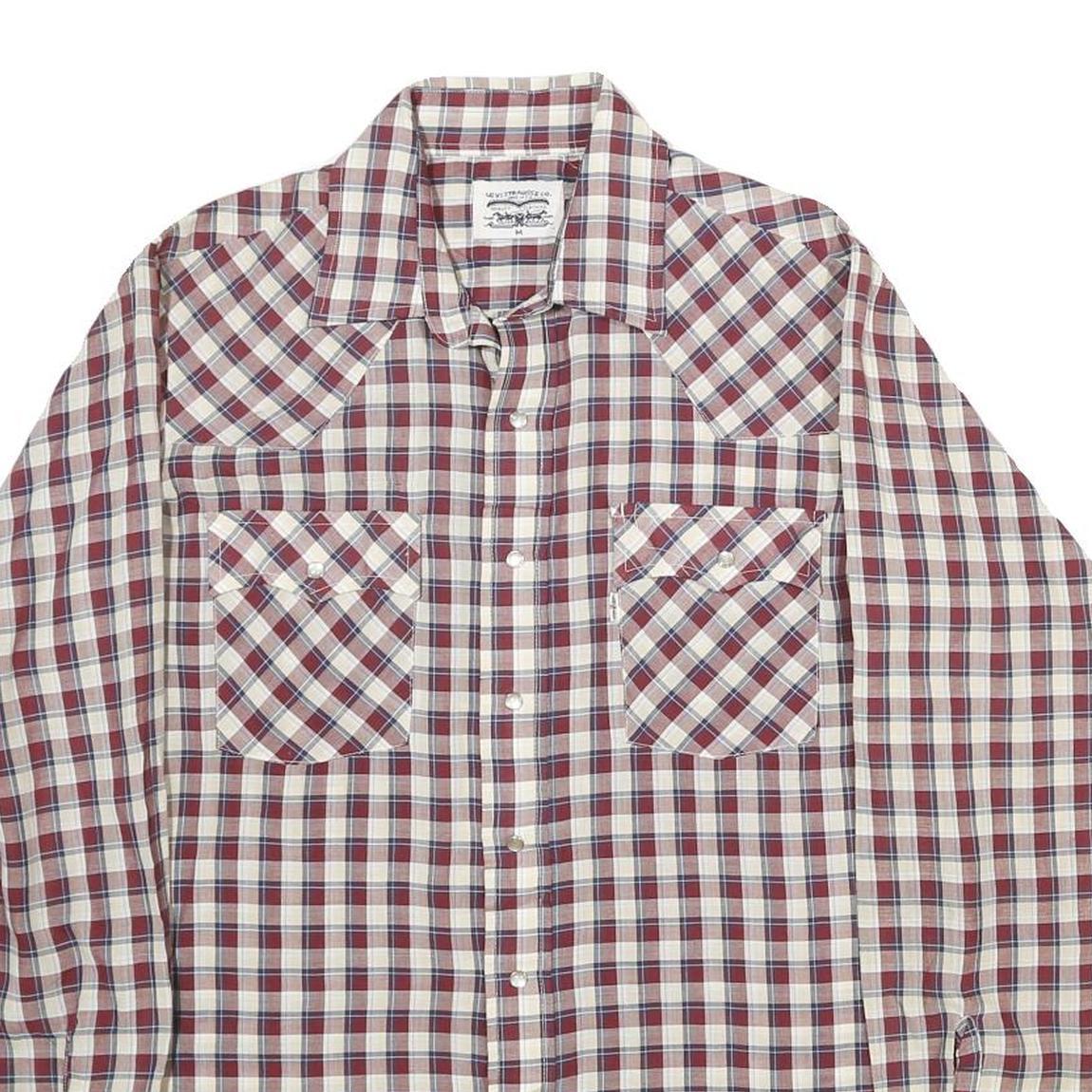 LEVI'S Mens Red & Beige Check Shirt M Long Sleeve Button Cotton Casual