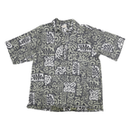 GO BAREFOOT Mens Green & White Cotton Blend Shirt XL Abstract Print Casual