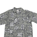GO BAREFOOT Mens Green & White Cotton Blend Shirt XL Abstract Print Casual