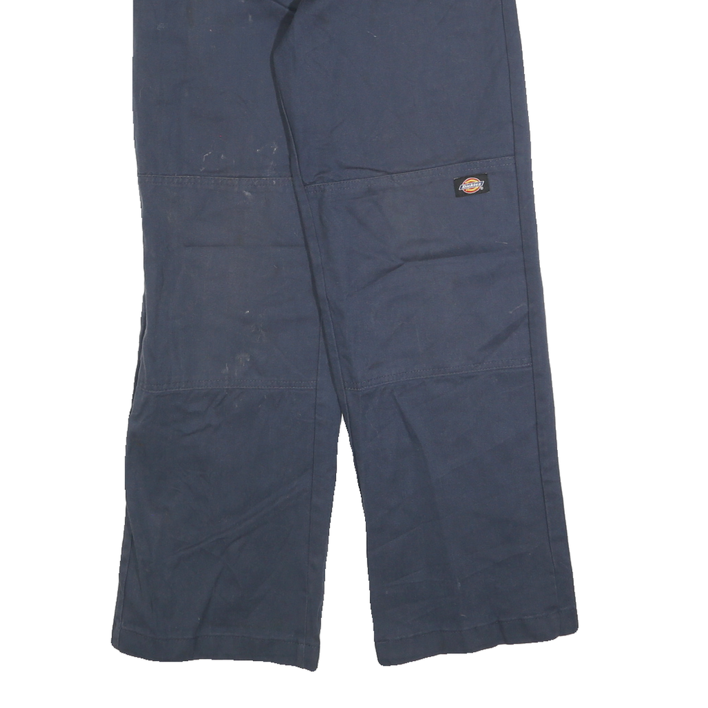 DICKIES Mens Cotton Blend Navy Loose Fit W28 L30 Workwear Trousers Zip Closure