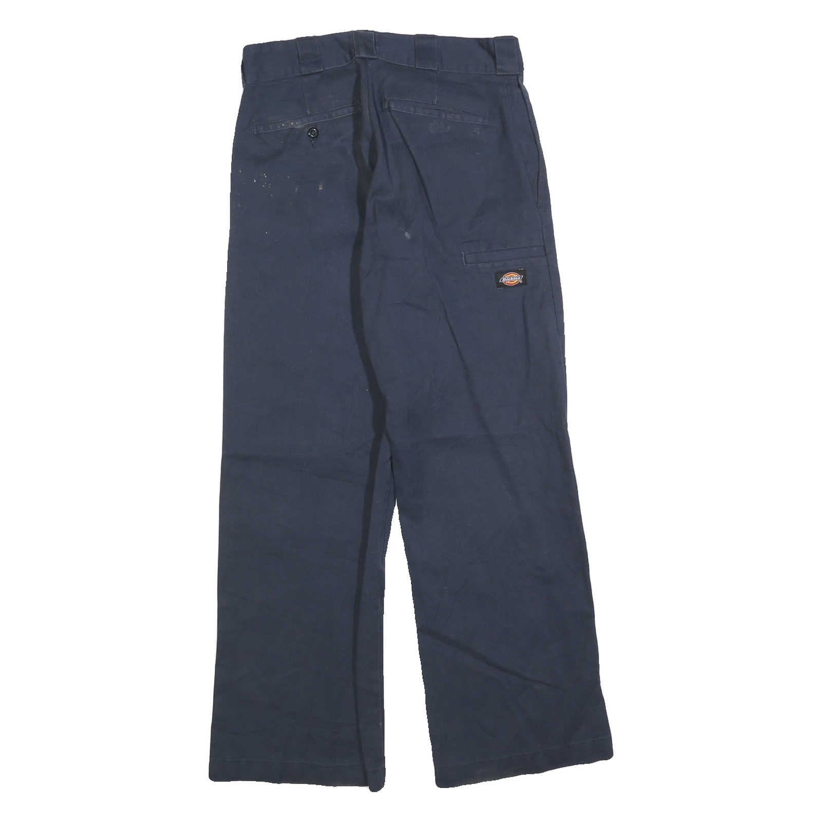 DICKIES Mens Cotton Blend Navy Loose Fit W28 L30 Workwear Trousers Zip Closure