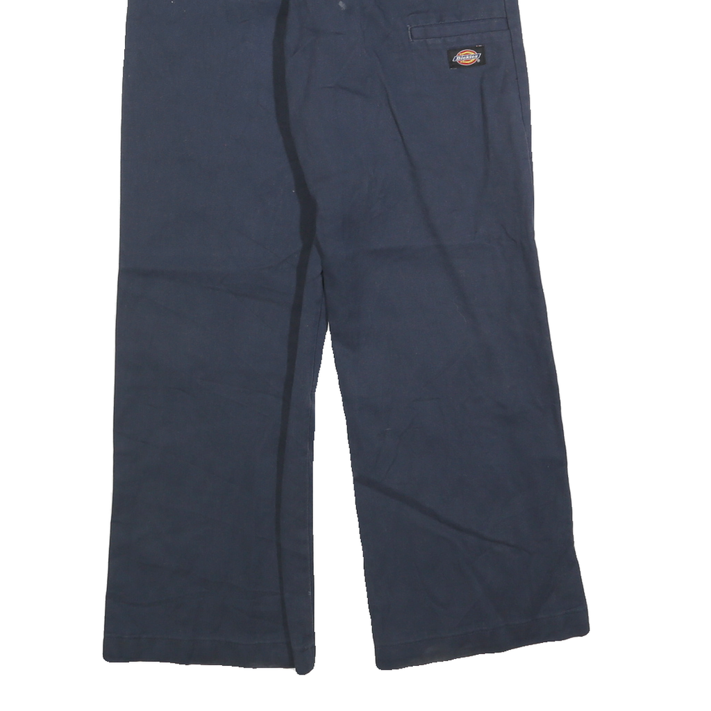 DICKIES Mens Cotton Blend Navy Loose Fit W28 L30 Workwear Trousers Zip Closure