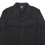 BARBADOS Mens Black Shirt L Polyester Blend Long Sleeve Button Closure