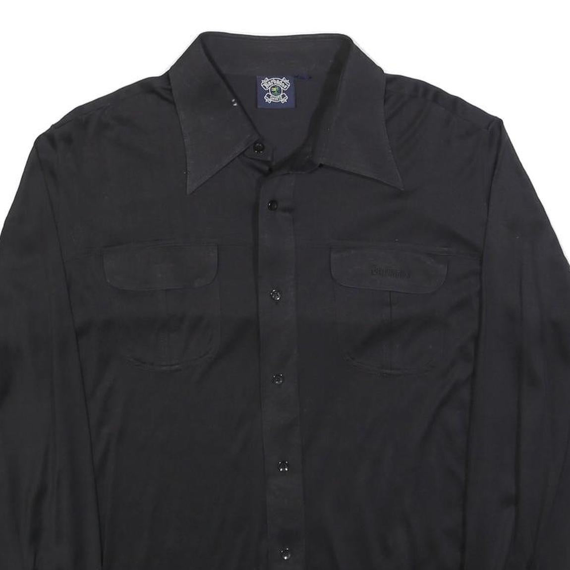 BARBADOS Mens Black Shirt L Polyester Blend Long Sleeve Button Closure