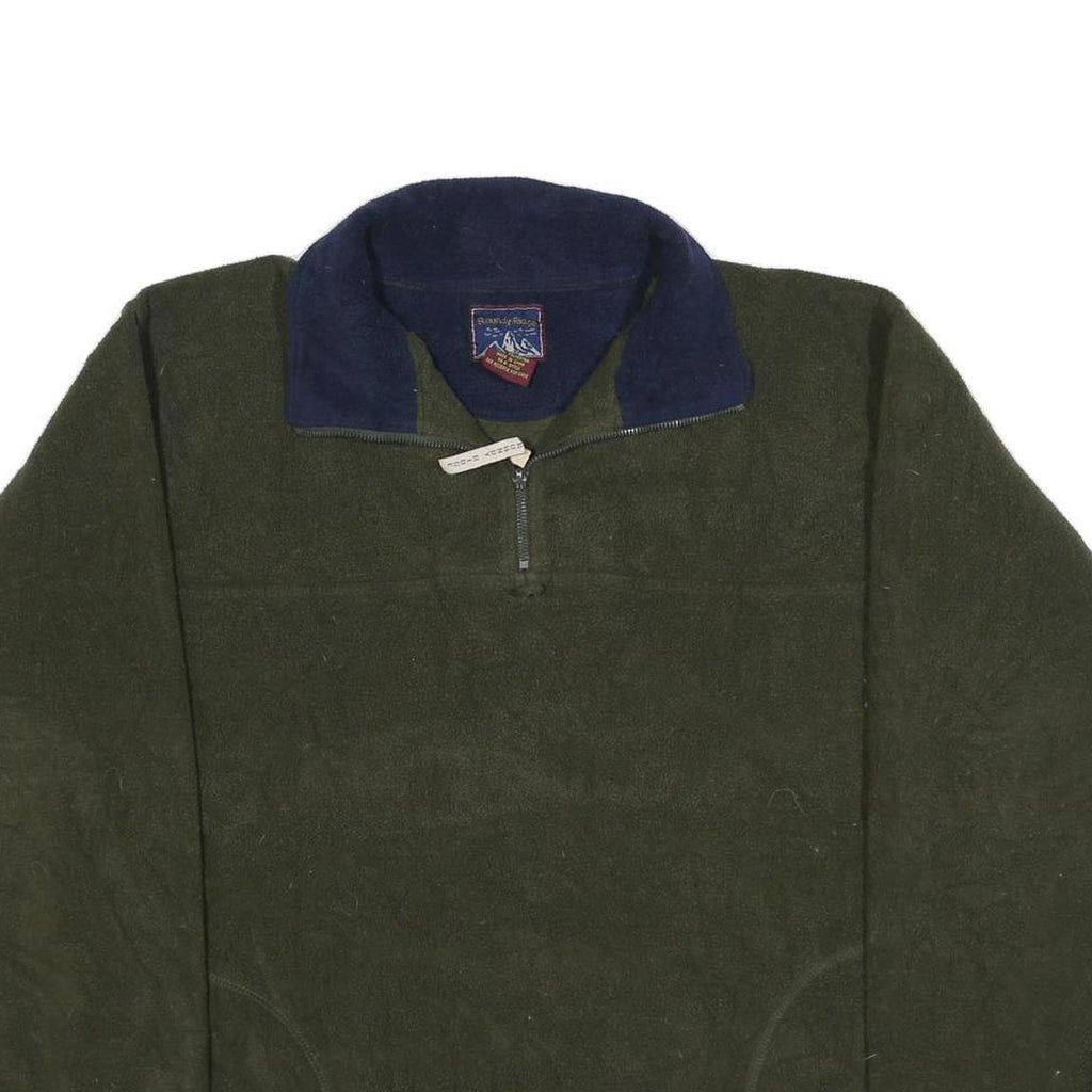 ROUNDY RIDGE Mens Green Navy Polyester Plain 1/4 Zip Pullover Jumper M Outdoor