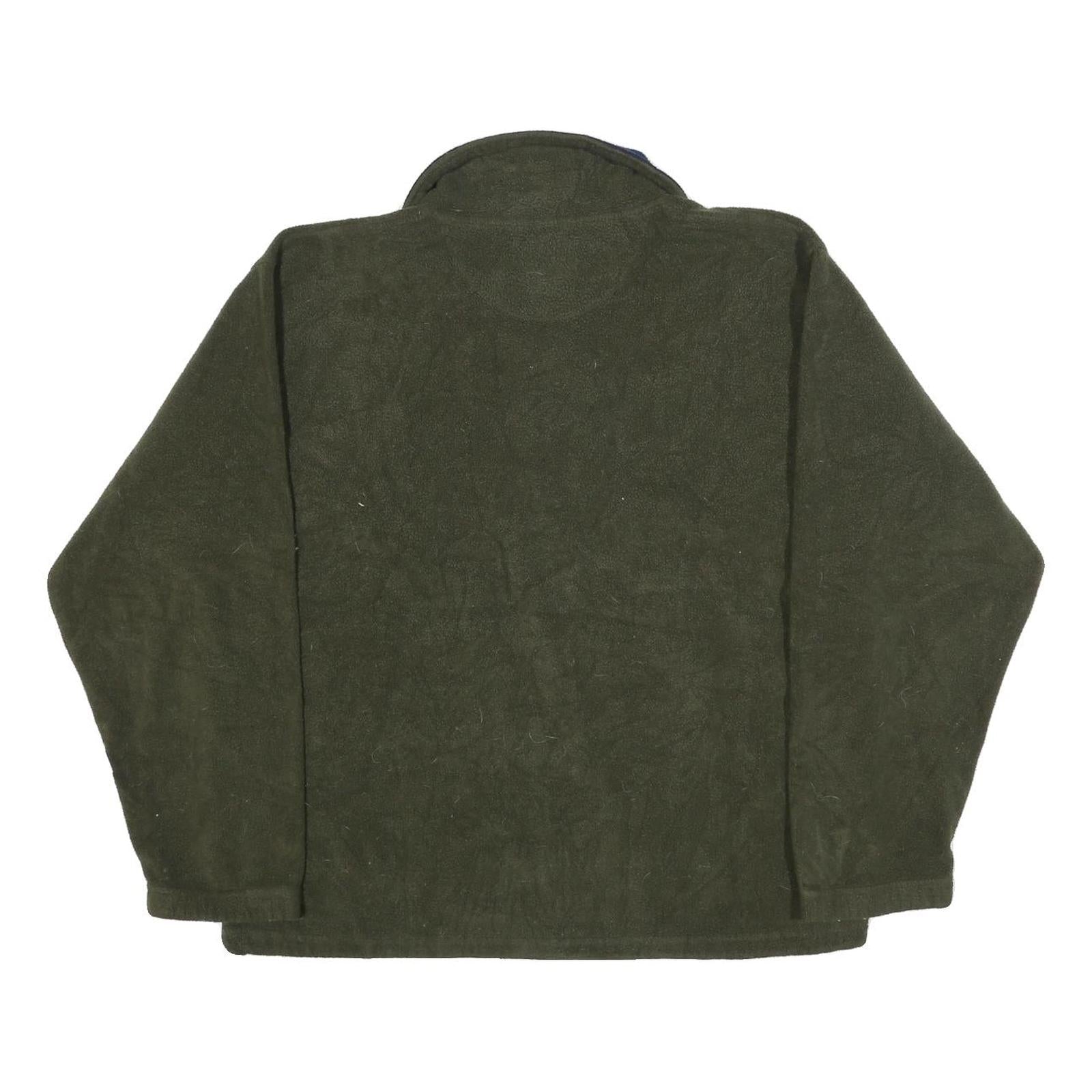 ROUNDY RIDGE Mens Green Navy Polyester Plain 1/4 Zip Pullover Jumper M Outdoor