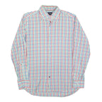 TOMMY HILFIGER Mens Blue & Green Check Shirt M Classic Fit Cotton Casual