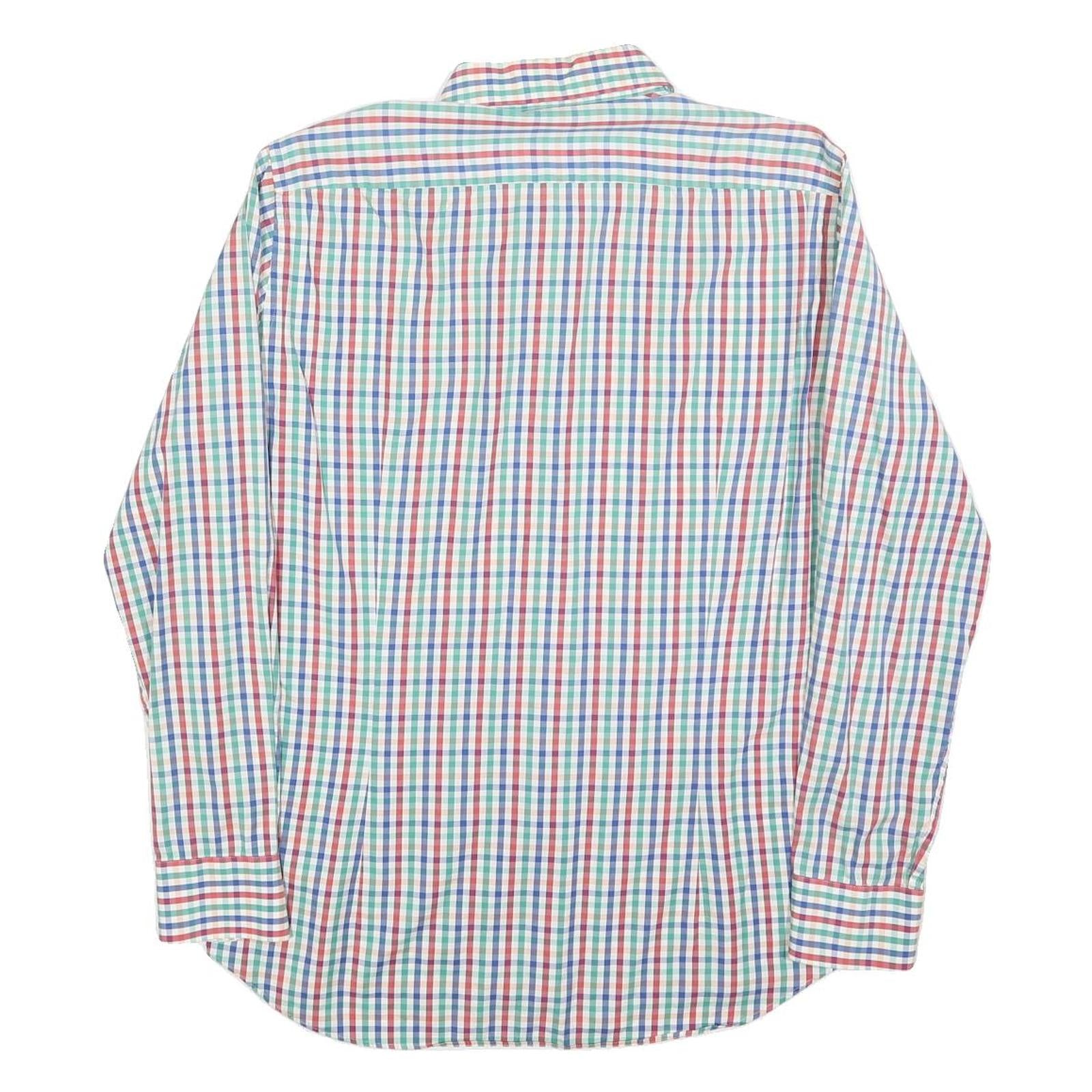 TOMMY HILFIGER Mens Blue & Green Check Shirt M Classic Fit Cotton Casual