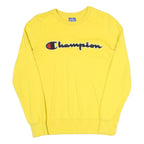 CHAMPION Mens Yellow Cotton Blend Crew Neck XS Logo Sweatshirt Pullover