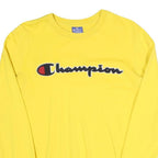 CHAMPION Mens Yellow Cotton Blend Crew Neck XS Logo Sweatshirt Pullover