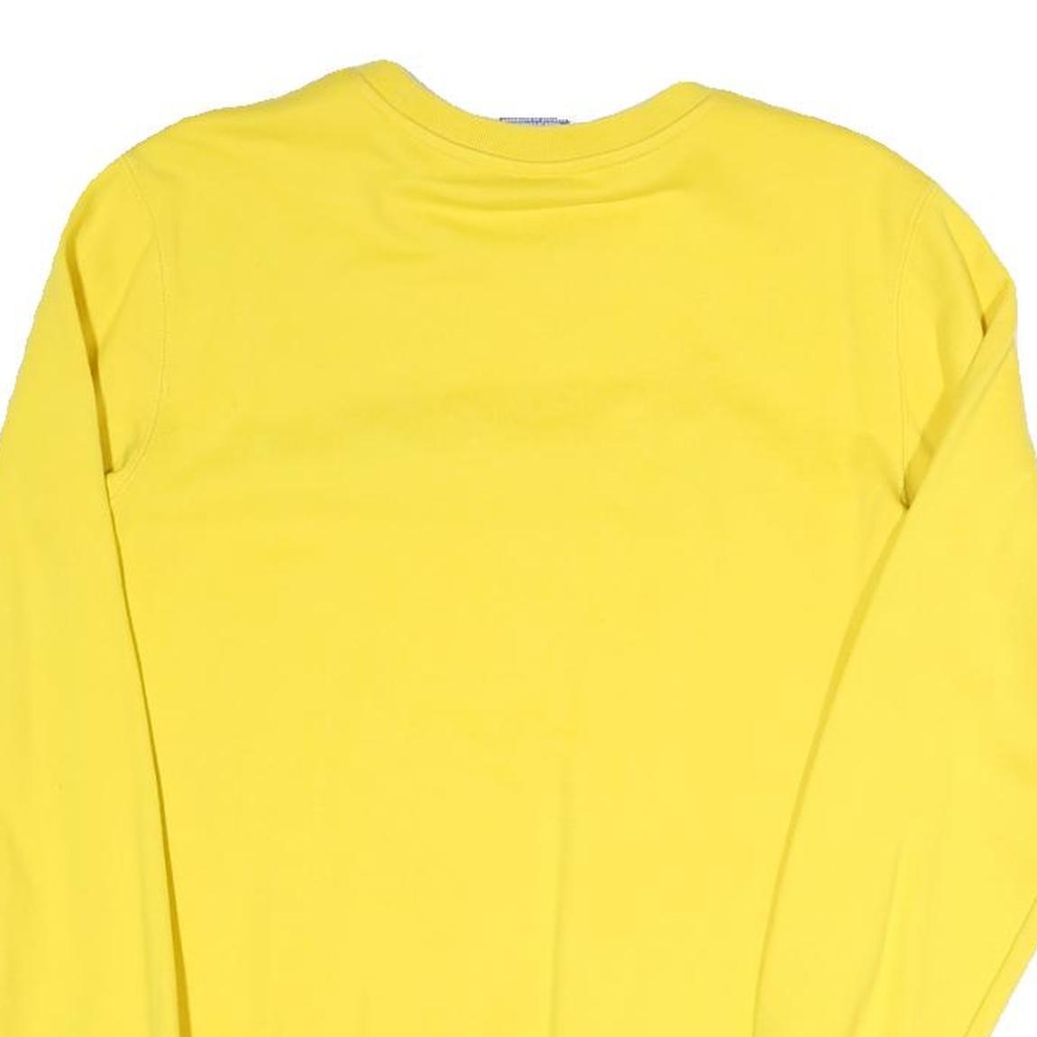 CHAMPION Mens Yellow Cotton Blend Crew Neck XS Logo Sweatshirt Pullover