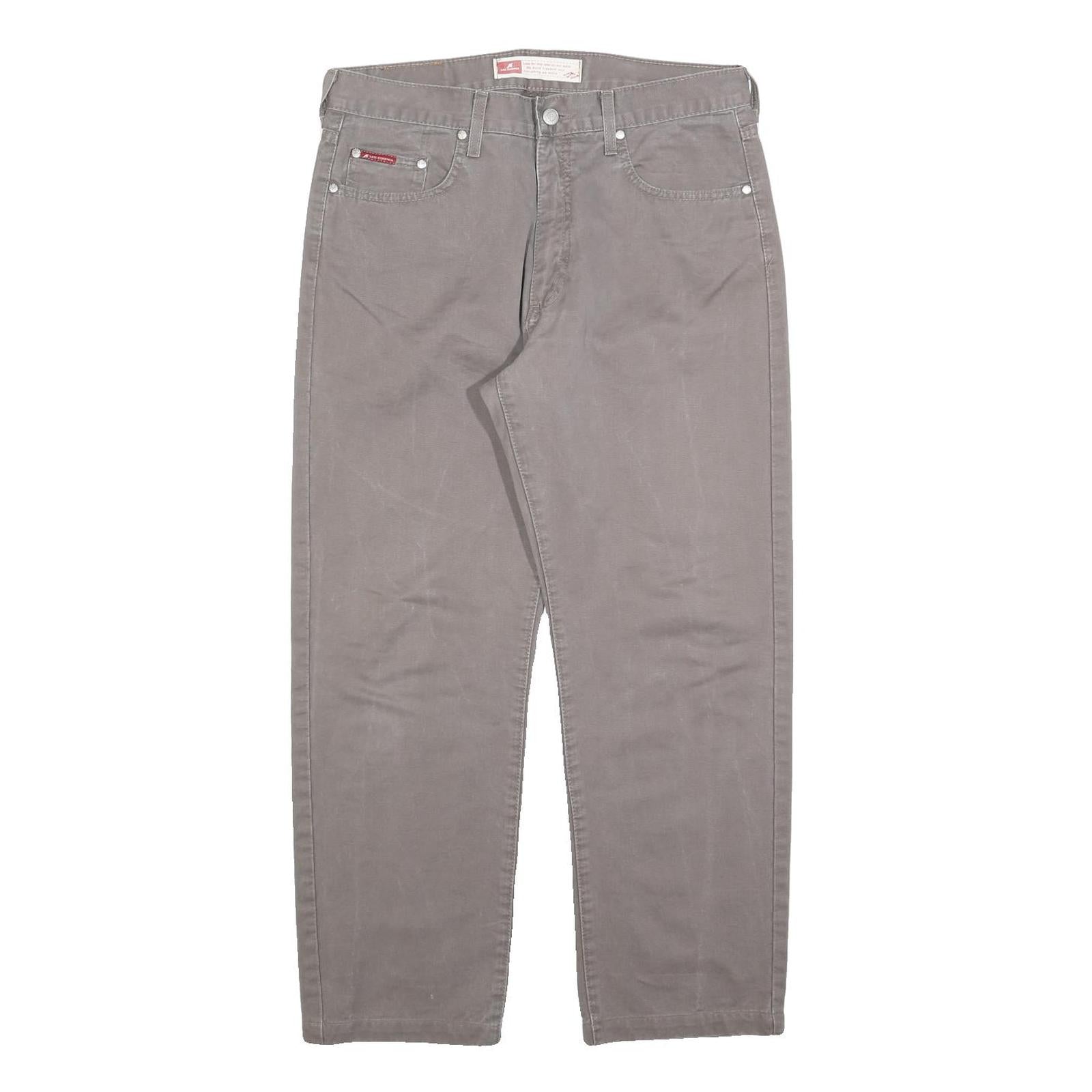LEE COOPER Mens Cotton Blend Grey Relaxed Straight Trousers W34 L27 Zip Closure