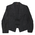 LUXURY Womens Black Rayon Tailored Jacket S Button Closure Plain Elegant