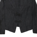 LUXURY Womens Black Rayon Tailored Jacket S Button Closure Plain Elegant