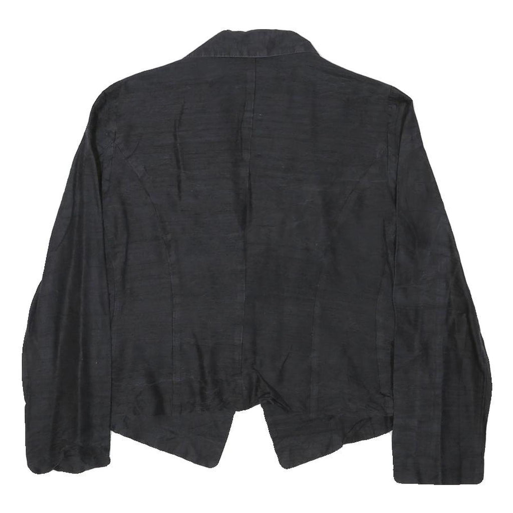 LUXURY Womens Black Rayon Tailored Jacket S Button Closure Plain Elegant