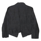 LUXURY Womens Black Rayon Tailored Jacket S Button Closure Plain Elegant