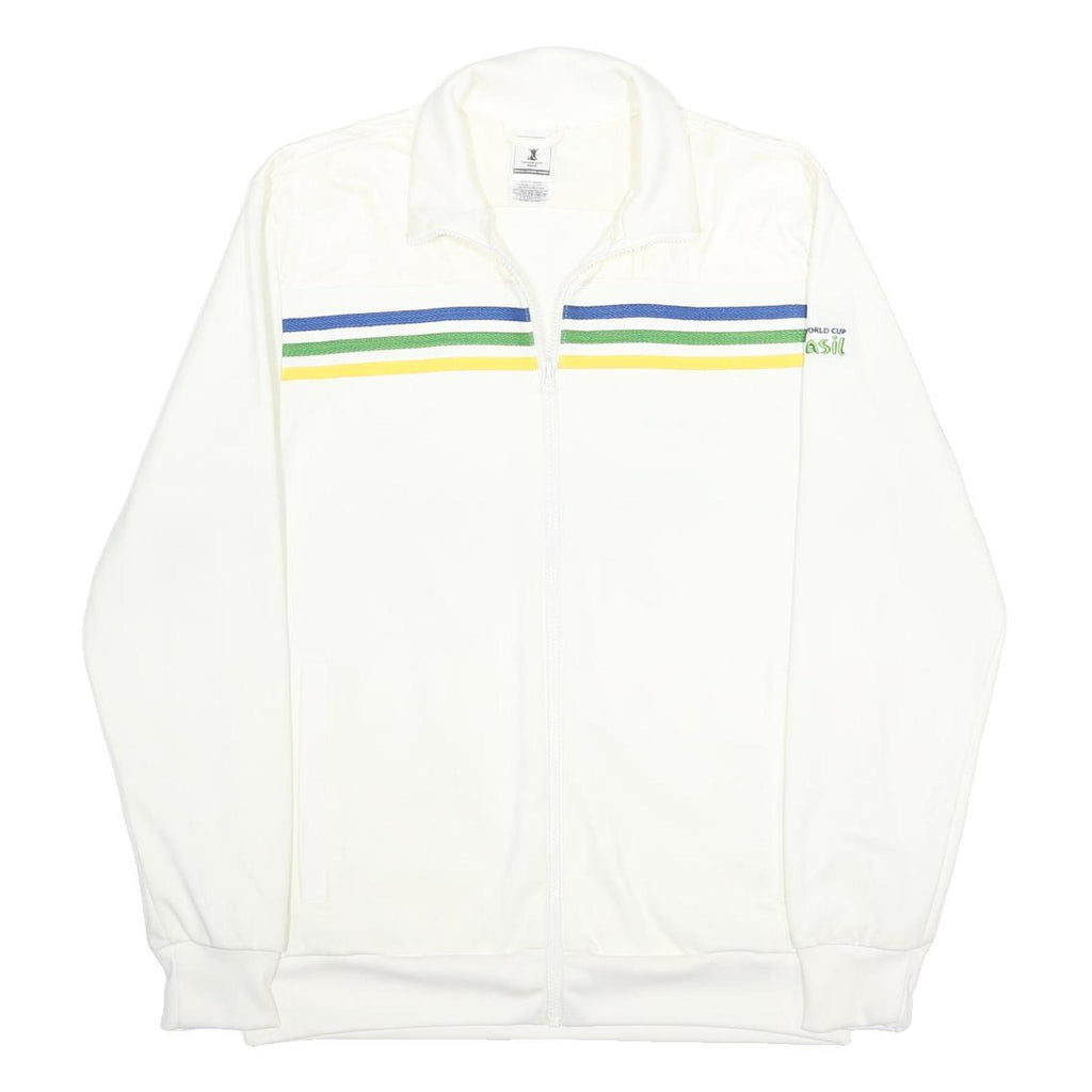 ADIDAS Mens White Zip Jacket M Polyester Sports Casual Lightweight Track