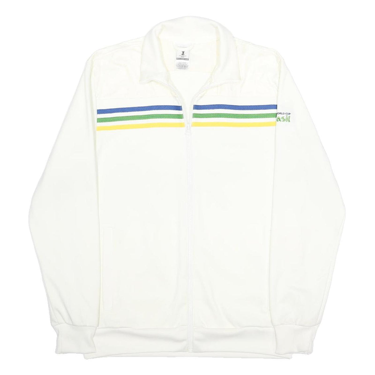 ADIDAS Mens White Zip Jacket M Polyester Sports Casual Lightweight Track