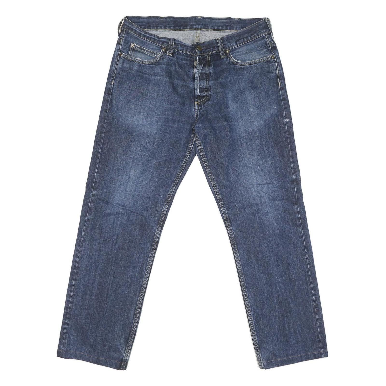 CARHARTT Mens Jeans Blue Regular Straight Denim W32 L29 Button Cotton Blend