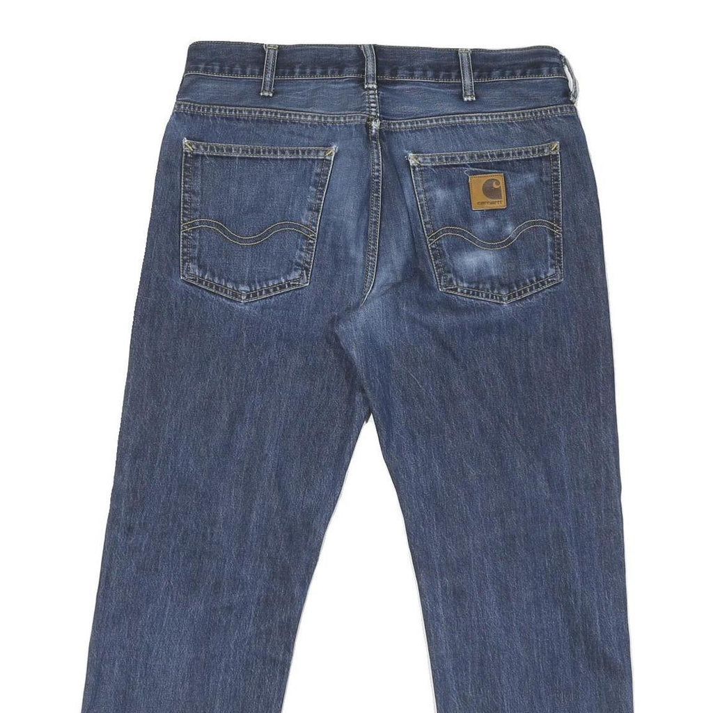 CARHARTT Mens Jeans Blue Regular Straight Denim W32 L29 Button Cotton Blend