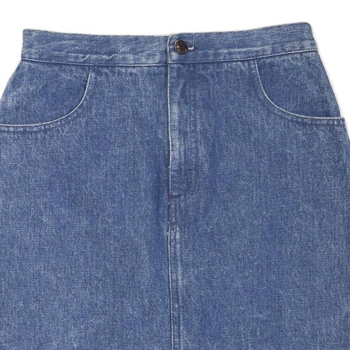 GUESS Womens Blue Denim Mini Cotton Blend Plain Skirt Size S Retro Style