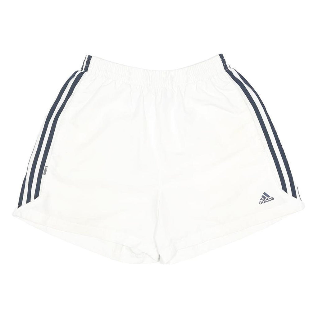 ADIDAS Mens White & Navy Casual Sports Shorts Size M W26 Elastic Waist